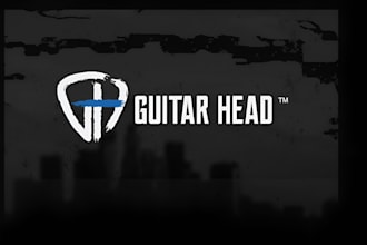 do angel guitar sketch grunge rock mascot logo