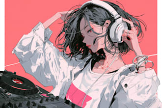 design atmospheric anime album cover art for your song