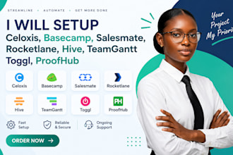 setup celoxis basecamp salesmate rocketlane hive teamgantt toggl proofhub