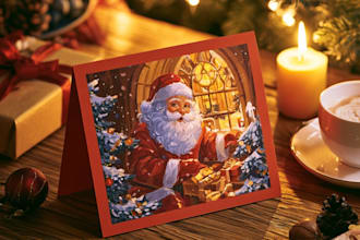 draw christmas card, invitation with watercolor