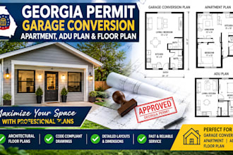 prepare georgia permit garage conversion, apartment, adu plan and floor plan