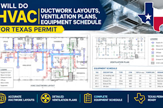 do hvac ductwork layouts, ventilation plans, equipment schedule for texas permit