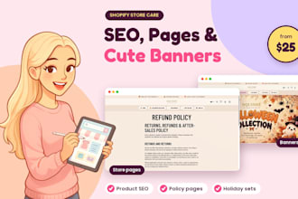 do shopify store seo, policy pages and black friday banners