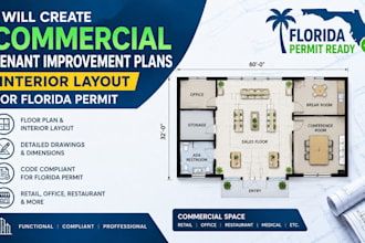 create commercial tenant improvement plans, interior layouts for florida permit