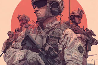 draw 2d game art military character design