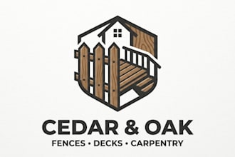 design modern wood fence logo for carpentry builder