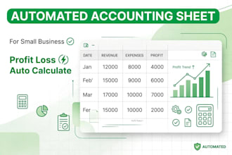 create small business accounting sheet in excel with auto profit calculation