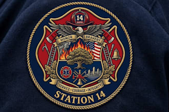 design unique firefighter logo, station badge design