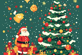 design a custom flat style christmas illustration
