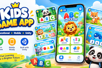 design and develop a fun kids game app for ios and android
