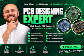 design pcb schematic layout using altium, kicad, eagle, easyeda or fusion 360