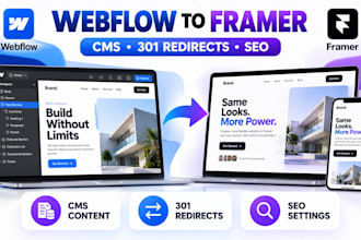 migrate your webflow website to framer with cms, redirects and SEO kept