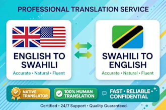 translate english to swahili and swahili to english accurately