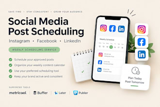 do instagram fb linkedin weekly post schedule metricool buffer later publer