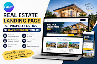 canva real estate landing page for property listing fix lead generation template