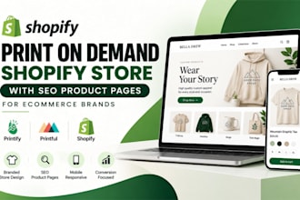 create a print on demand shopify store with SEO product page for ecommerce brand