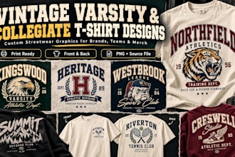 design vintage varsity t shirt and collegiate streetwear graphics
