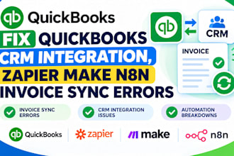 fix quickbooks CRM integration, zapier make n8n invoice sync errors