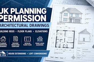 draw UK planning permission and building regulation drawings for approval