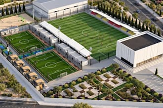 sports complex 3d master plan,stadium design,outdoor facilities,paddle court,skp