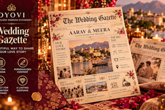 design a personalized wedding newspaper or wedding gazette