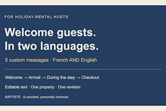 write french and english guest messages for your holiday rental