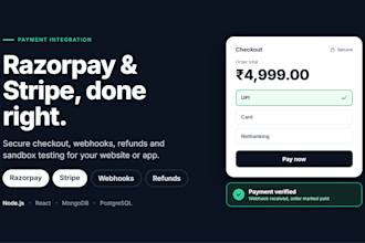 integrate stripe and razorpay payment gateways into your website