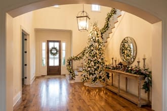 do christmas living room, bedroom home decoration, furniture plan 3d rendering