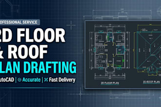 draw your 2d architectural floor plan and roof plan in autocad