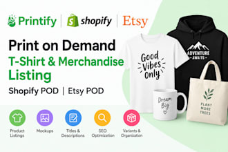 do printful printify print on demand tshirt and merchandise listings