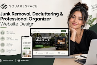 design squarespace junk removal, decluttering and organizer website