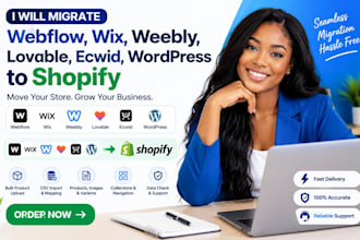 design migrate webflow wix weebly lovable ecwid wordpress to shopify csv bulk