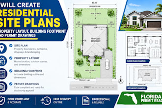 residential site plans, property layout, building footprint and permit drawings