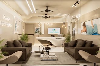 3d hospital interior design reception clinic pharmacy infirmary dental 3d