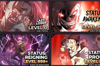 design dynamic youtube thumbnails in anime or manhwa style