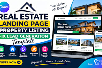 canva real estate landing page property listing fix lead generation template