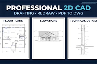 2d cad drawings for building projects, convert pdf to autocad dwg 2d drafting