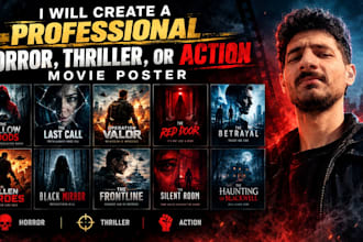 create a professional horror, thriller, or action movie poster
