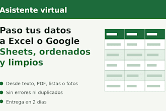 pasar tus datos a excel o google sheets, ordenados y limpios