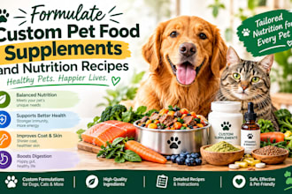 formulate custom pet food supplements and nutrition recipes