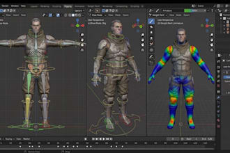 blender rig repair, weight painting and character deformation fix for 3d model