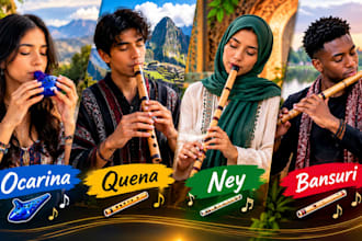 record a soulful ocarina, quena, ney, and bansuri flute for your music