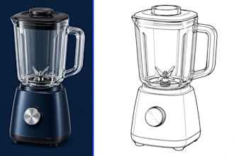 draw kitchen appliance vector line art illustrations for packaging and manuals