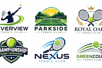 design a professional tennis club, tennis court, tournament tennis rackets logo