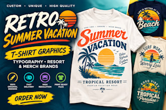 design retro summer vacation t shirt graphics typography resort and merch brands