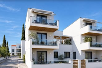 reconstruct luxury townhouse, residential block development, streetscape render