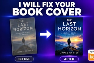 fix, resize, edit blurry, low quality, rejected KDP book covers for amazon KDP
