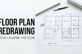 architectural drafting, floor plan redrawing, mep and PDF to cad conversion