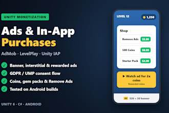 add admob ads and in app purchases to your unity game