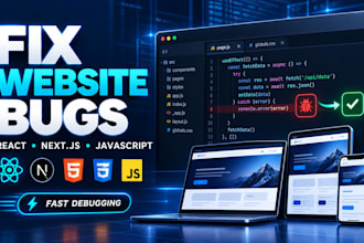 fix react, next js, HTML, CSS and javascript bugs